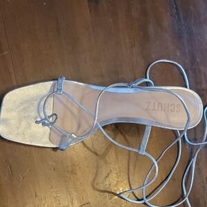 SCHUTZ Silver Lace-Up Sandals